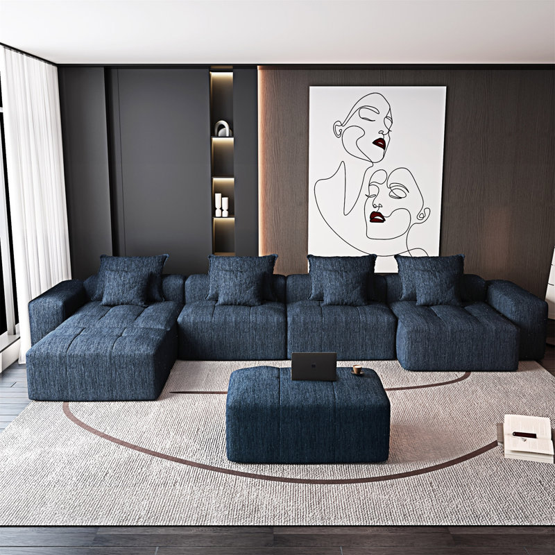 Canapé modulaire Boneless, Chenille bleu
