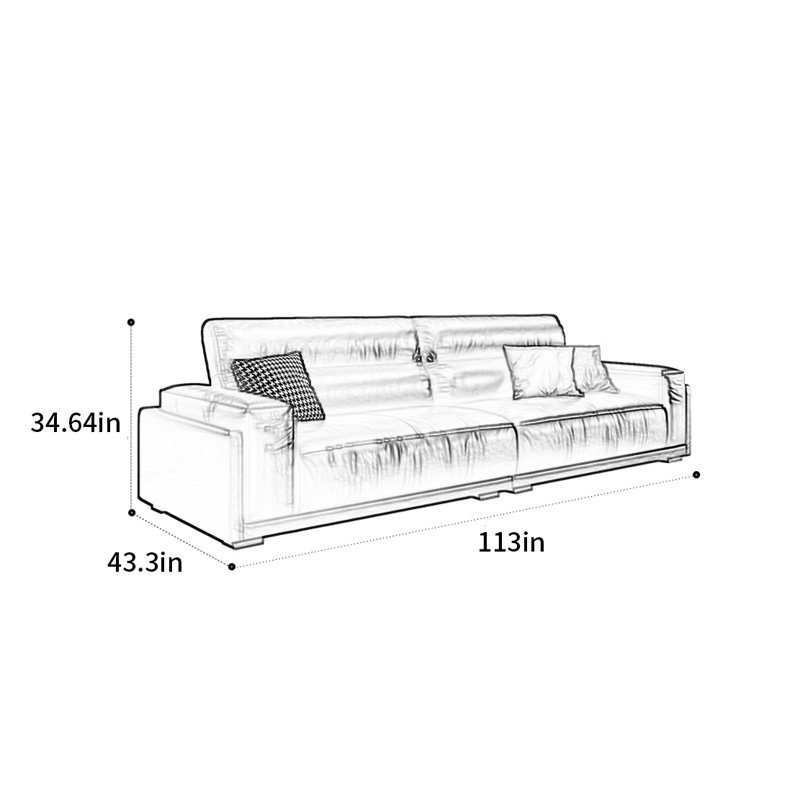 Canapé français rétro, H 34,64 po x l 113 po x P 43,3 po, 4