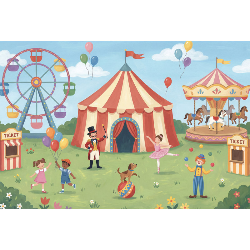 Décoration murale amovible grande roue Carnaval, 160 po x 108 po, Peler et coller