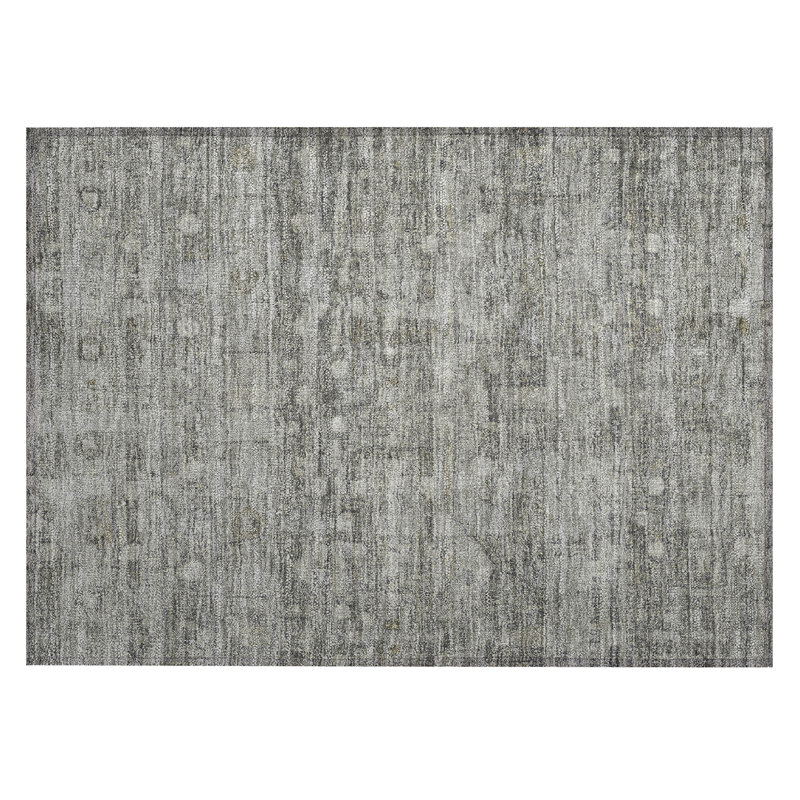 Pewter Gray Rectangular Synthetic Washable Rug