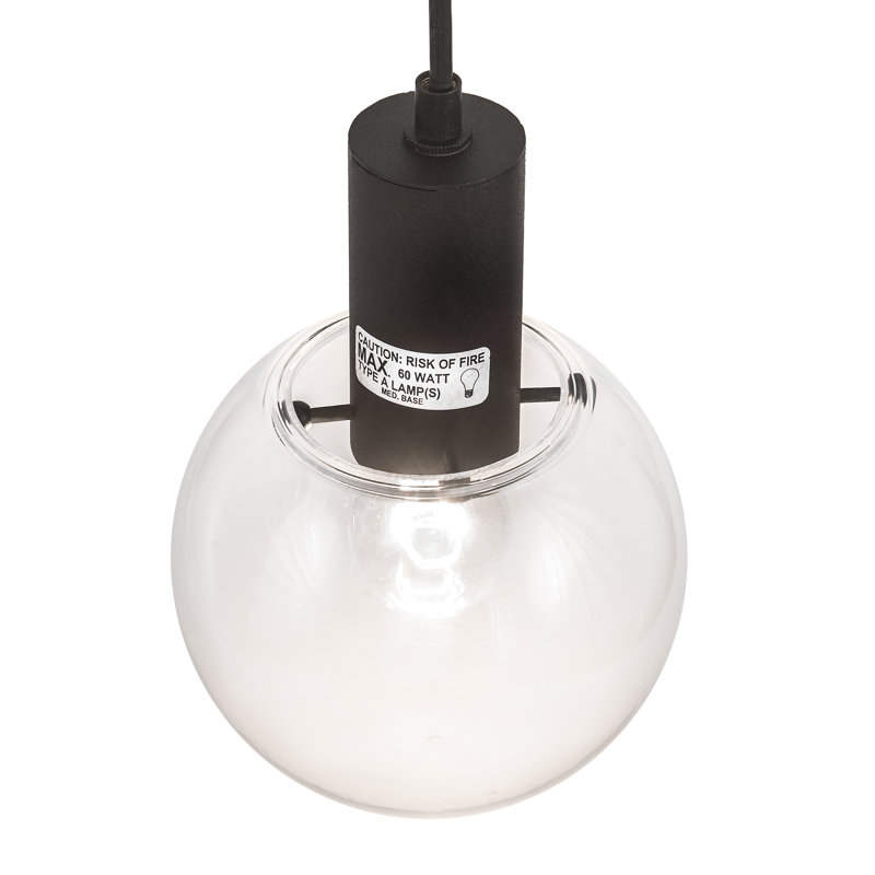 Bola 1 - Light Pendant, Black, 6" H x 5" W x 5" D