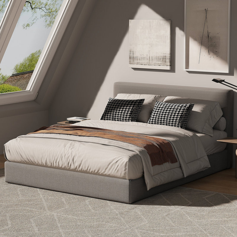 Upholstered Bed, Grey, Double (4'6)