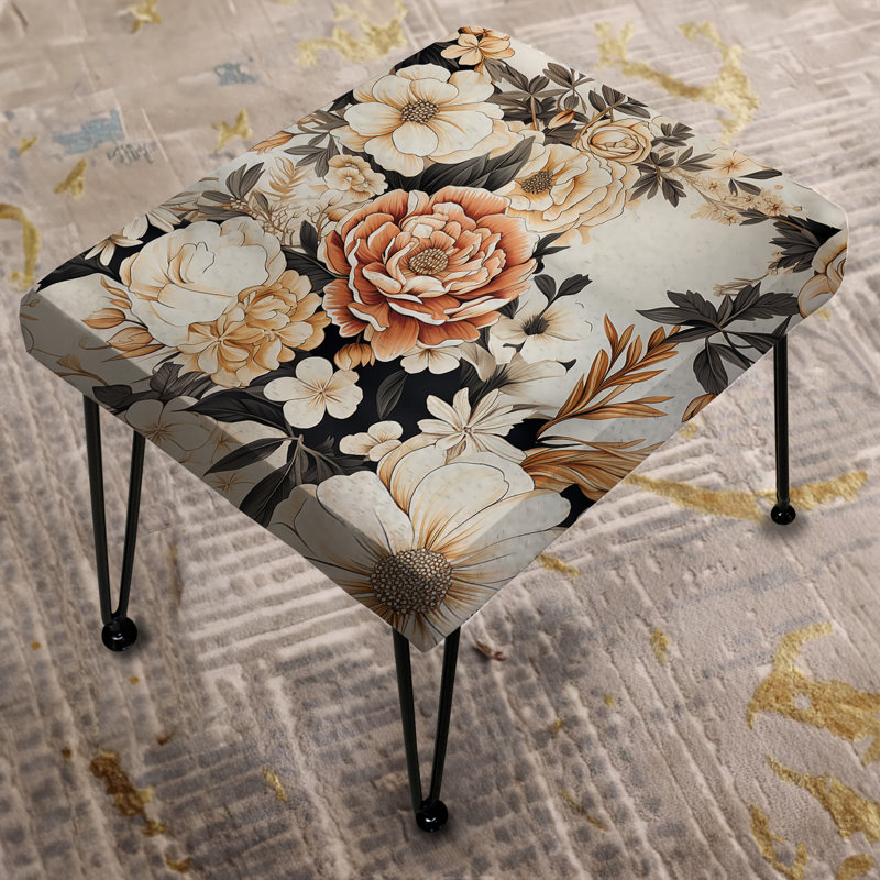Marigold Euphoria Blooms Bouquet - Floral Rectangle Ottoman