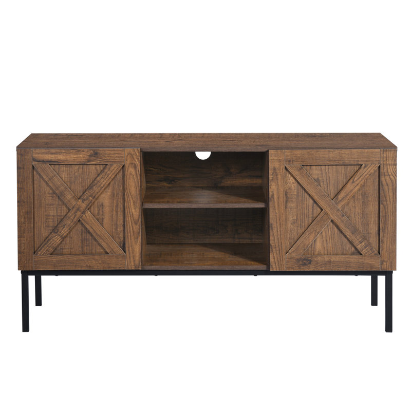 Yahir Unfinished TV Stand for TVs up to 43", Vintage Brown