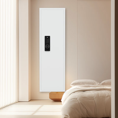 Coffre-fort mural de 53 po avec tablettes réglables - Rangement sécuritaire et précieux, panneau à écran tactile, entrée, carabines blanches à panneau encaissées en toute sécurité
