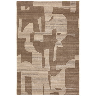 Noverre ANT03 Handmade Abstract Tan and Gray Area Rug