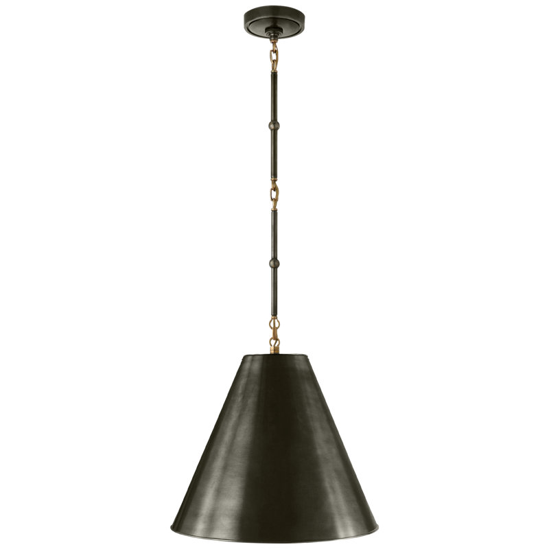 Thomas O'Brien Goodman Small Hanging Light, 40.5" H x 15" W x 15" D, Bronze, Bronze/Antique Brass