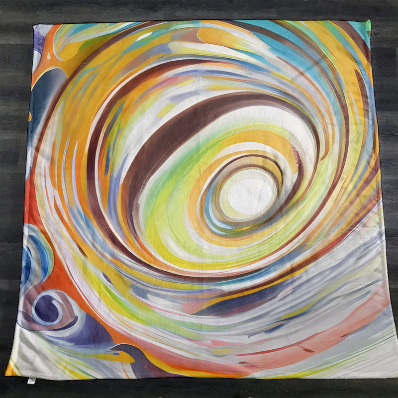 Throw Blanket, 68" W x 80" L, Marble/Abstract, Yellow/Brown/Blue/Orange