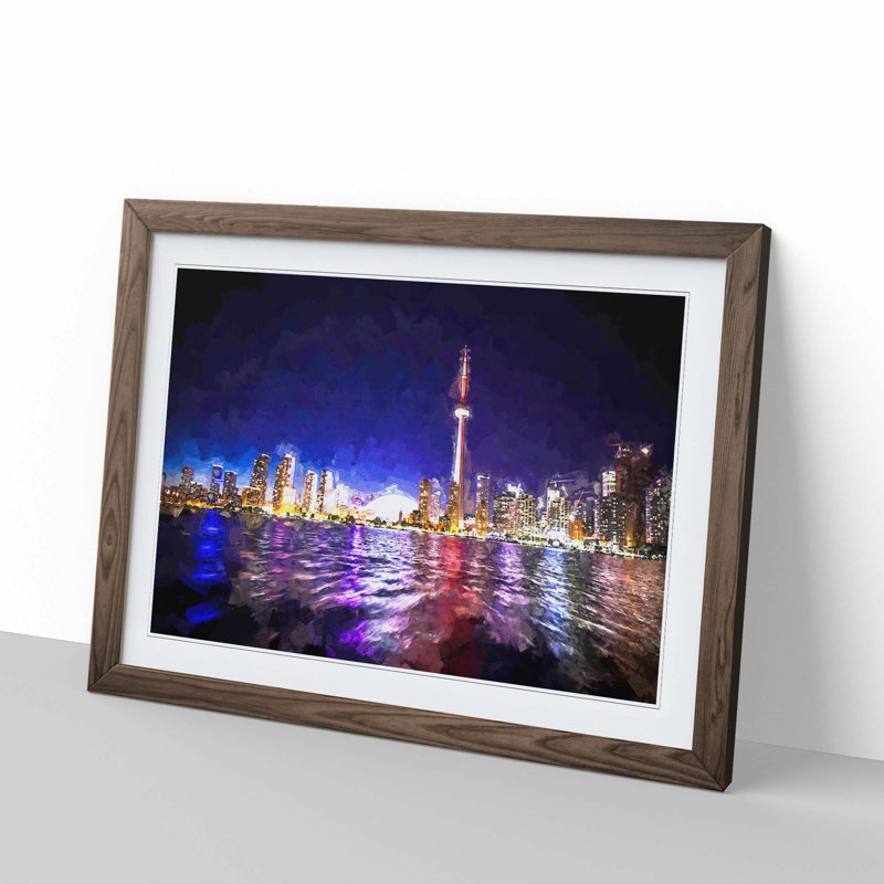 Toronto Skyline in Canada in Abstract - Framed Print, 35cm H x 50cm W x 2cm D, Walnut