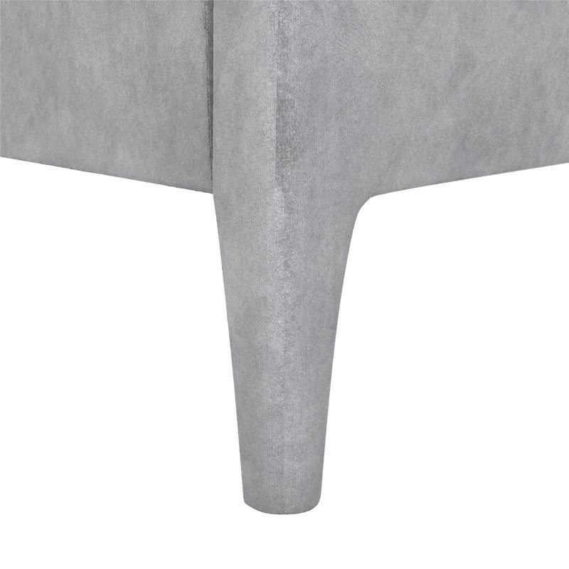 Queen Light Gray Velvet Upholstered Platform Bed with Tufted Headboard