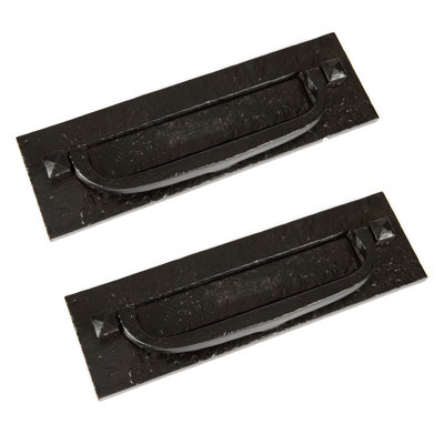 Hammer & Tongs - Antique Letter Plate with Knocker - W340mm x H105mm - Black