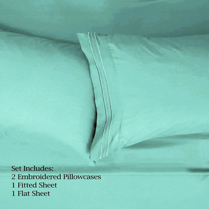 Microfiber Sheet Set, California King Sheet Set with 2 Pillowcases, Mint