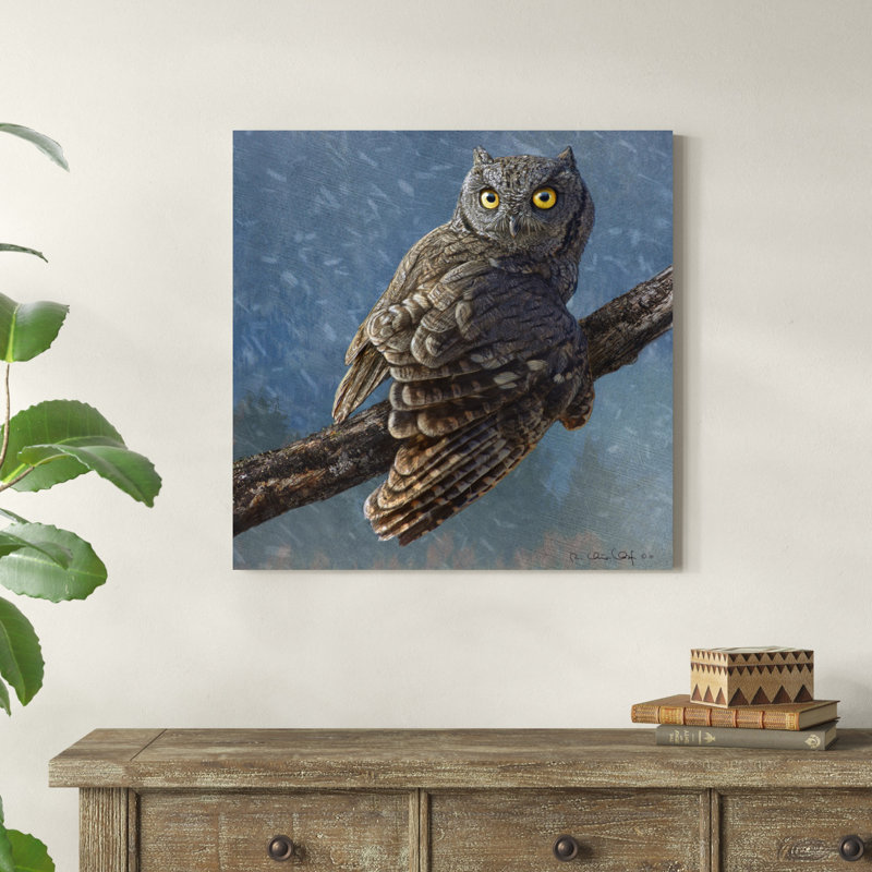 Hibou en hiver I, H 30 po x l 30 po x P 1,25 po