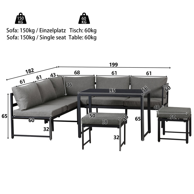 Outdoor 7 - Person Seating Group With Cushions