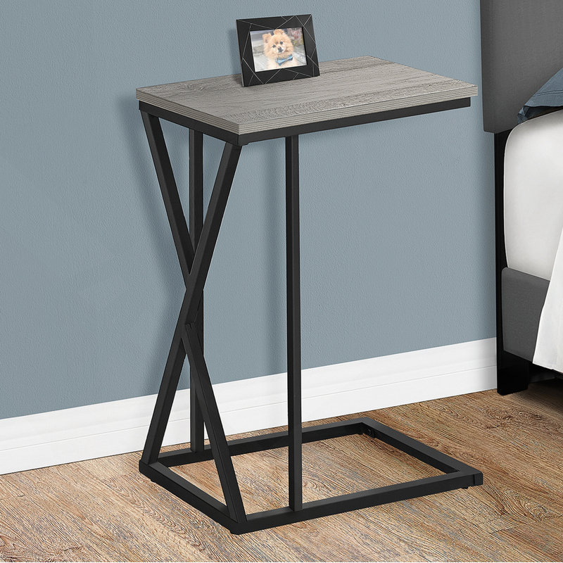 Accent Table, C-shaped, End, Side, Snack, Living Room, Bedroom, Metal, Laminate, Gray