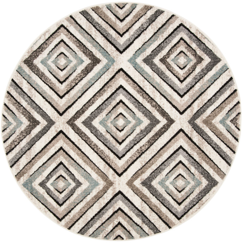 Brynlea Performance Geometric Rug, Round 6'7"