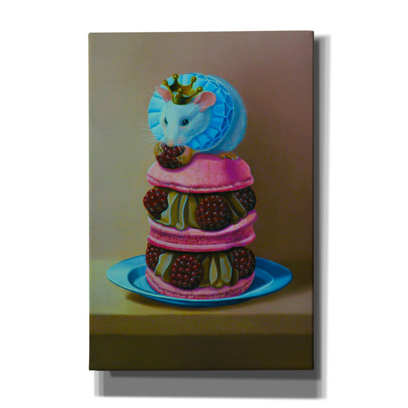 «Mouse and Raspberry Meringue» par Valery Vecu Quitard, art mural sur toile, H 18 po x l 12 po x P 0,75 po