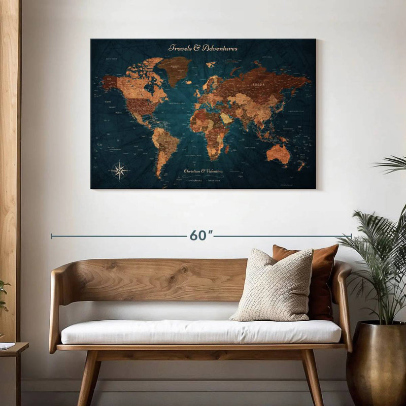 Voyage personnalisé «I Push Pin World Amitabh», Oui, H 30 po x l 45 po