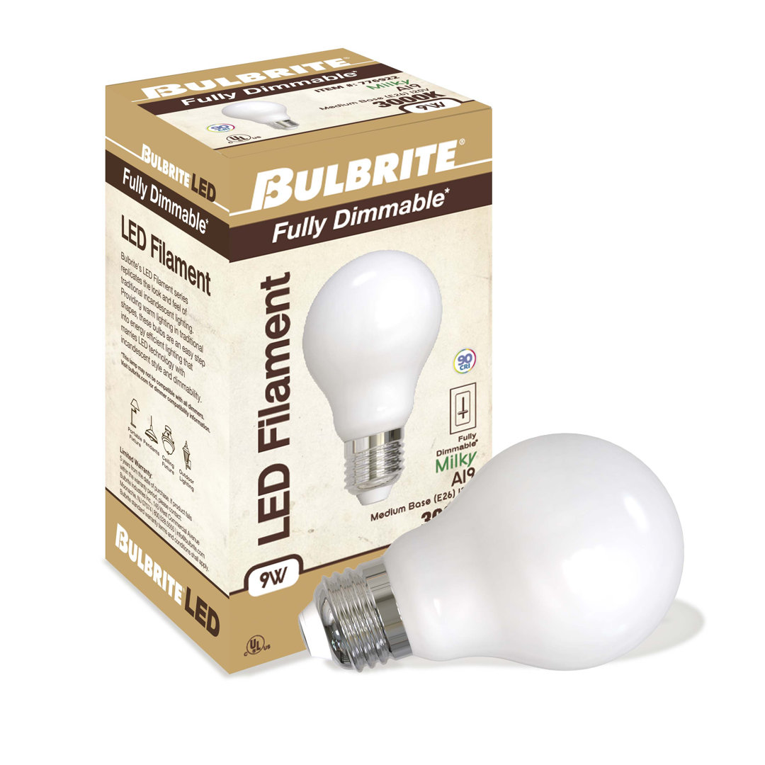 75 Watt Equivalent, A19 LED, Milky Dimmable Light Bulb, Warm White E26/Medium (Standard) Base (Set of 4) Bulbrite Industries