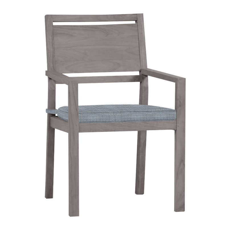 Avondale Patio Dining Armchair with Cushions, Rollo Chambray, Welt, Oyster Teak