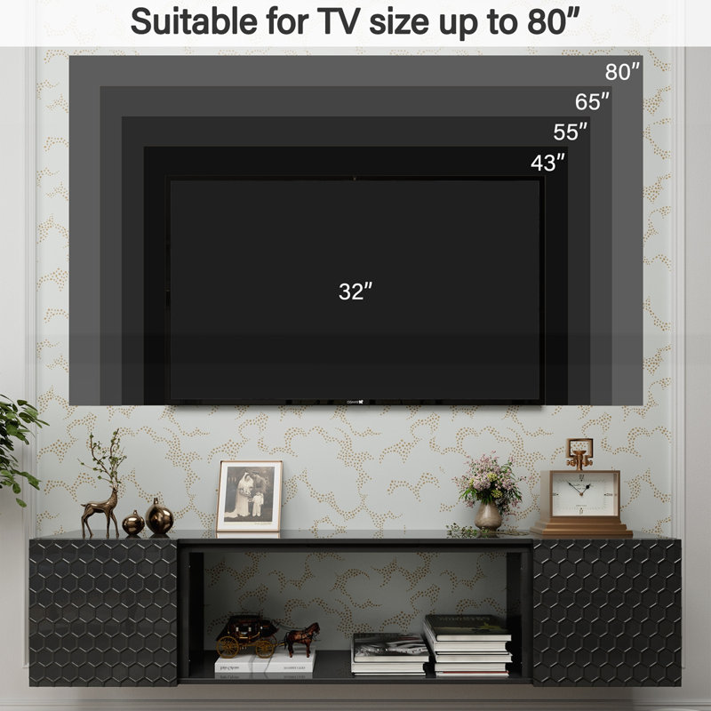 Floating TV Wall Mount Stand for 80 Inch TVs