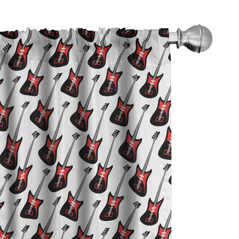 Guitar Semi-Sheer Rod Pocket Curtain Panels, 28" x 63"