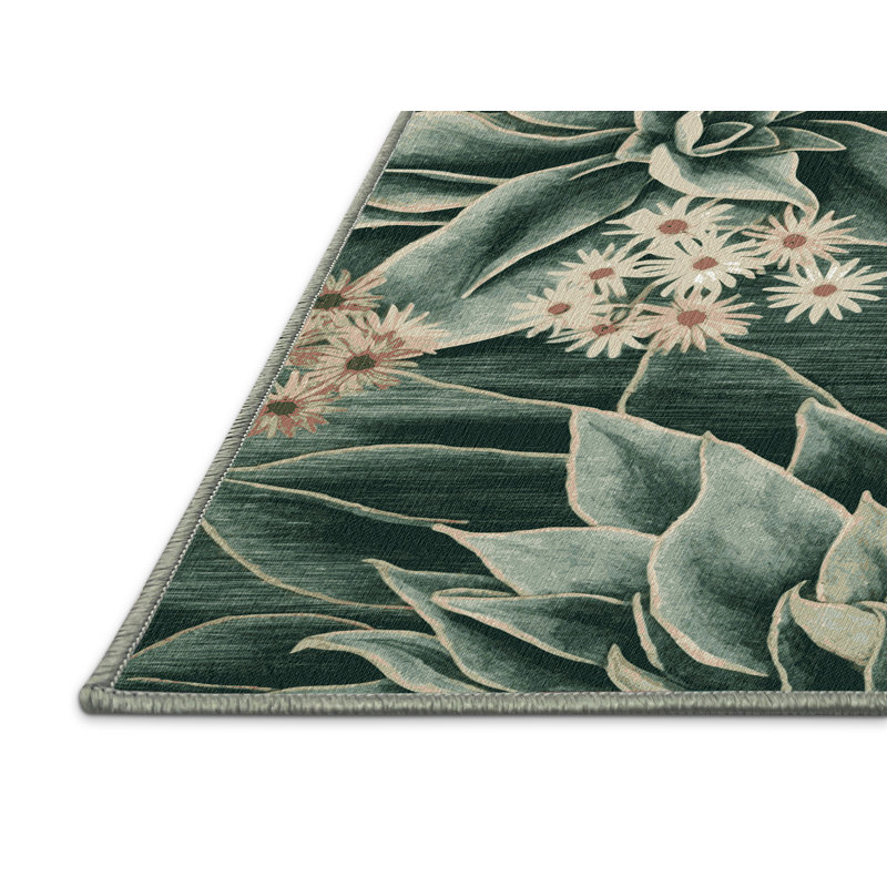 Tapis vert botanique lavable à la machine, Tapis de couloir 2 pi x 4 pi