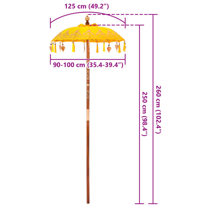 Beach Parasol, 260cm H x 95cm W x 95cm D, Pink Abstract