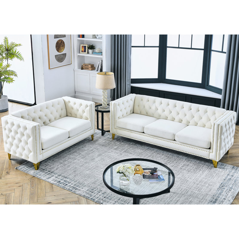 Livraison en velours beige 3 + 2 assemblage 3 + 2 mélange avec option rapide