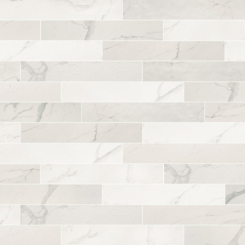 Carrelage style métro en porcelaine 4 "x 12" Marble Experience Statuario Lux