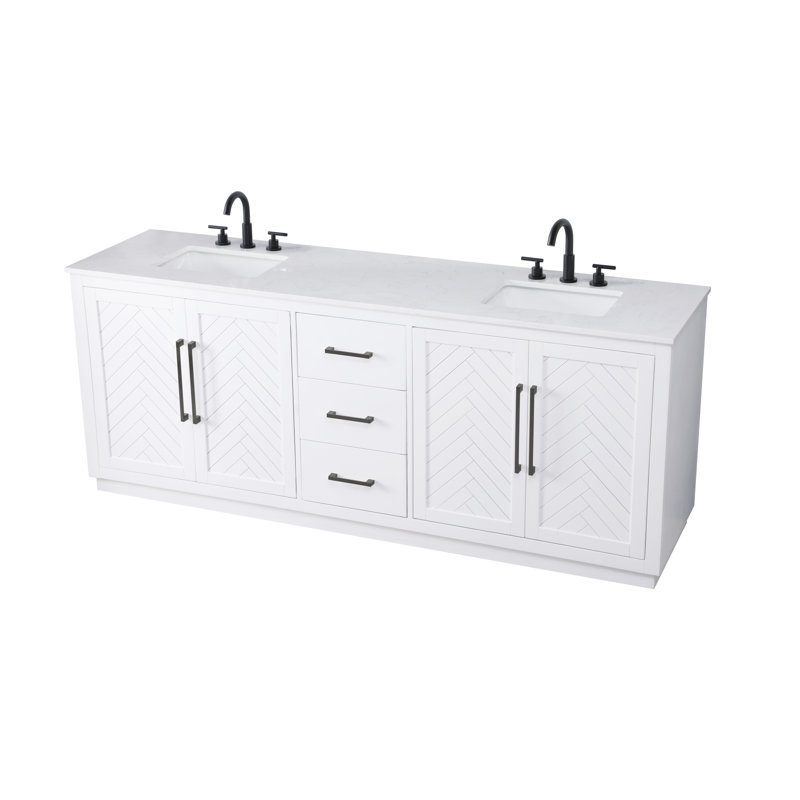 Meuble-lavabo double 84 po, Blanc
