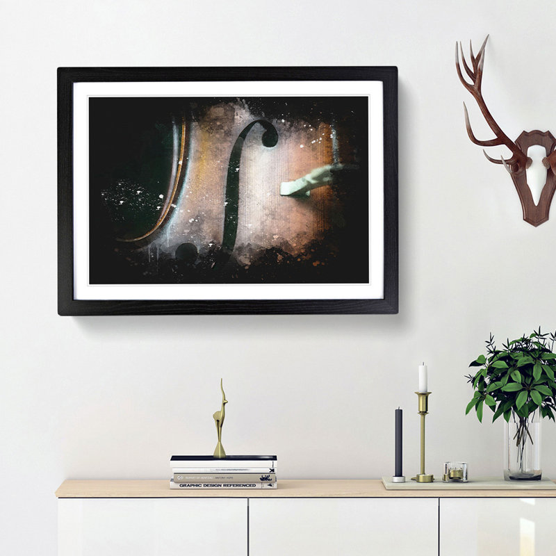 Curves of the Cello - Framed Print, 62cm H x 87cm W x 2cm D, Black Framed