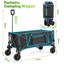 Large Capacity Folding Camping Wagon - Collapsible Outdoor Utility Cart With Adjustable Handle