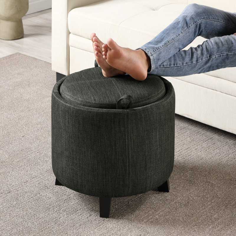 Repose-pieds avec plateau de rangement réversible Otsie, Gris anthracite foncé 