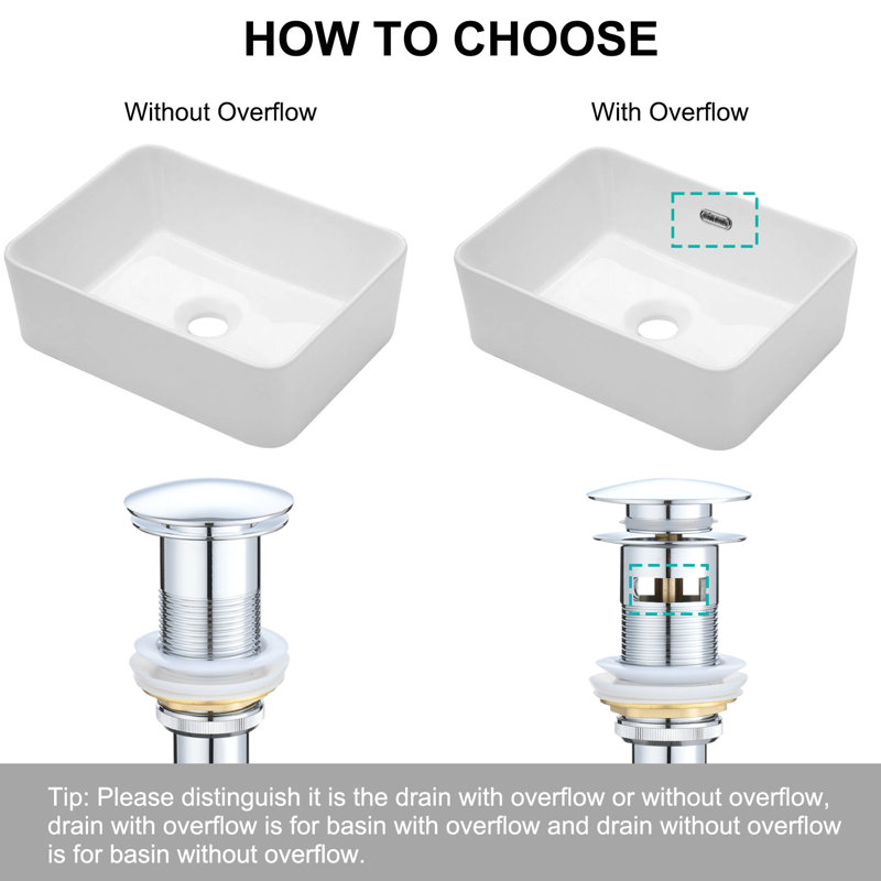 Bathroom Sink Pop-Up Drain With Overflow Vessel Sink,Stainless Steel,One Pieces,, Chrome