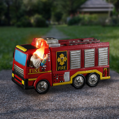Statue de jardin solaire camion de pompiers Exhart