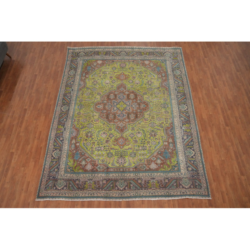 Tapis traditionnel vert clair 10 x 13