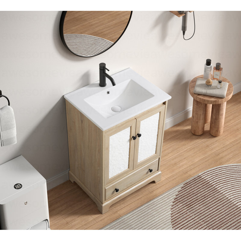 Base de meuble-lavabo de salle de bain en bois prêt à assembler 24 po de largeur sans lavabo
