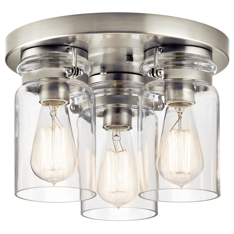 Sue Glass Flush Mount, Brushed Nickel