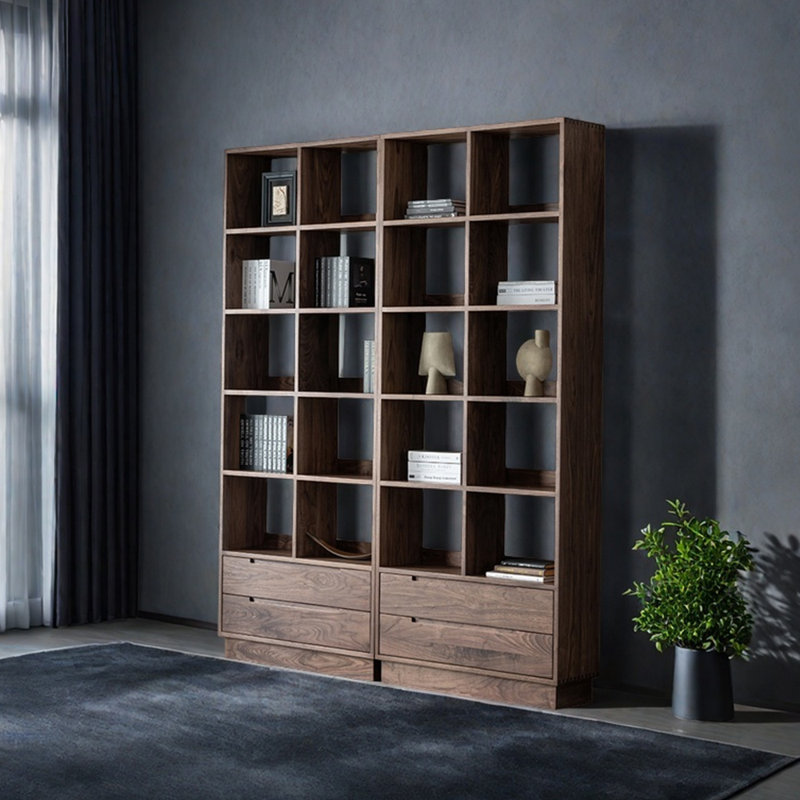 Black walnut solid wood bookcase