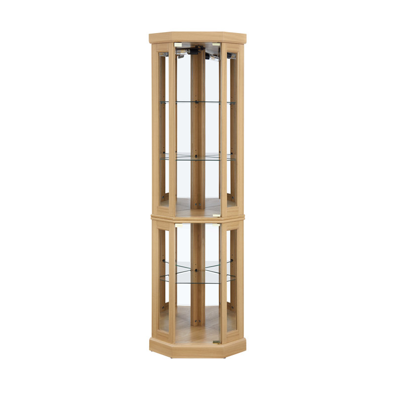 Corner Lighted Curio Cabinet Corner Glass Cabinet Lighted Curio Cabinet Corner Display Case For Living Room, Curio Cabinet, Antique Collection, Wine,Bar Glass Storage Light Included