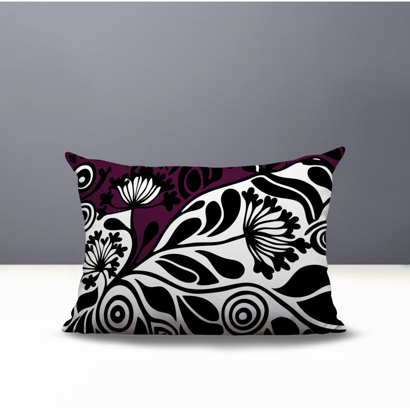 Oreiller rectangulaire réversible intérieur / extérieur Gina, Rectangle H 14 po x l 20 po, Mauve