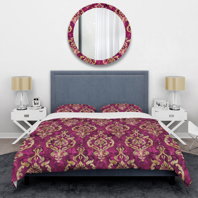 Ensemble de housse de couette transitionnelle Pink Damask Elegance, Housse de couette très grand et 2 très grandes t