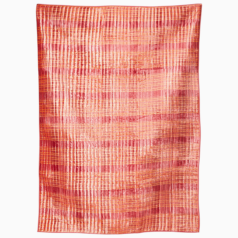 Jatin Quilted Throw Blanket, Terracotta/Peach Plaid