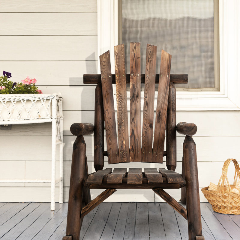 Outdoor Rocking Chair, Single Wooden Chair For Garden, Backyard, Patio, , With Reclining Function Patio Seat Backyard. Rustic Style, Deep , . Solid Fir Wood, 250 Lbs Capacity. Easy Maintenance. 26" W