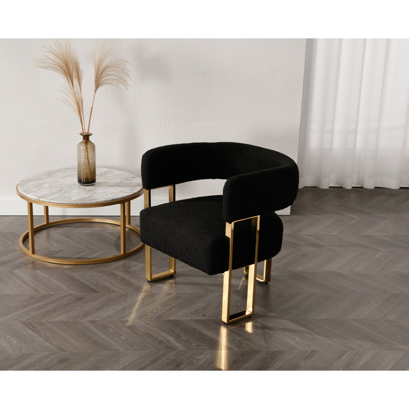 Fauteuil demi-tonneau de 27,25 po Nyjee, Polyester noir