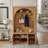 Farmhouse Hall Tree Fits Mudroom Living Room Use with Arched Design, Adjustable Shelves & 4 Hooks-129470497