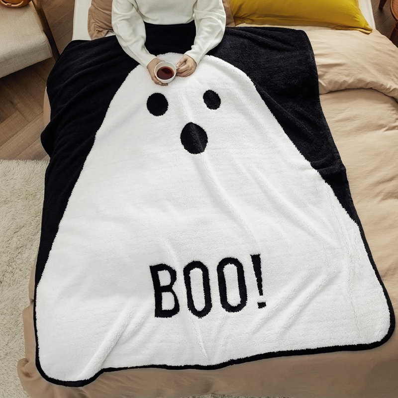Jeté de Noël Holiday Vibe for Your Home, Noir / blanc Boo Ghost