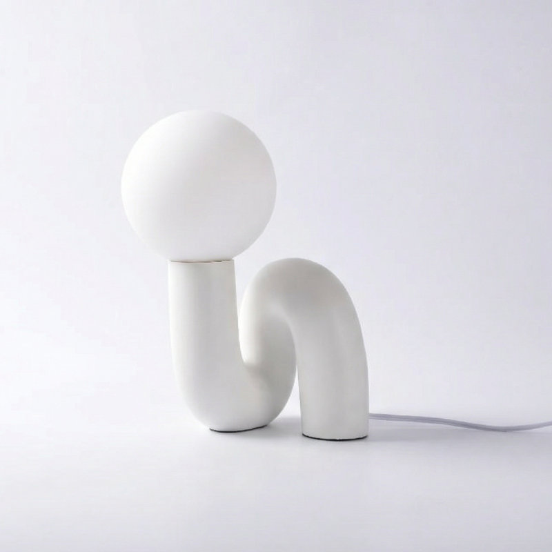 Lampe de table en résine Verda, Blanc