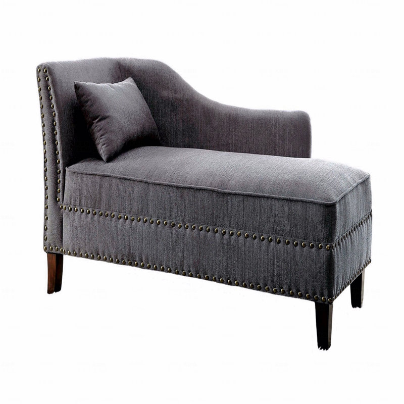Méridienne rembourrée en tissu gris, Gris